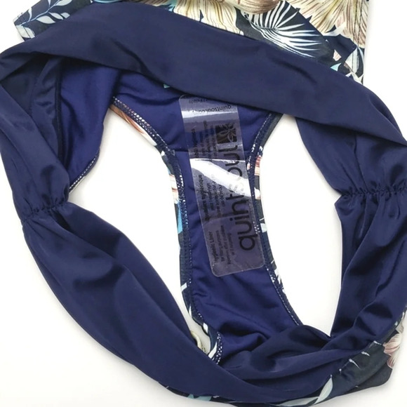 Quint Soul Exuma Navy  Floral Mid & Hi Rise Bikini Bottom Full Rear Size XL - Picture 9 of 15